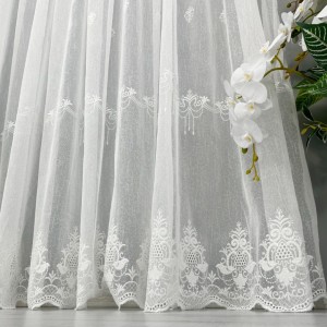 Perdea Cera din IN Brodat - 500cm x 232cm, rejansa pentru bara,  Alb