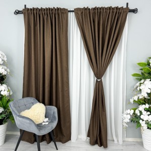 Set 2 Draperii HoReCa TEXTURATA tip IN - 3m latime x 2.50m inaltime x rejansa pt sina, Maro