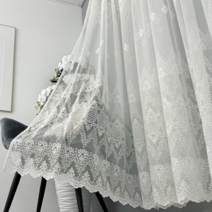 Set 2 Perdele  Gina din IN Brodat, Alb, 600cm latime x 260cm inaltime, cu rejansa pentru sina