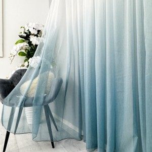 Perdea in Degrade din Fibra de Bambus, Alb cu Albastru, 200cm latime x 2.5m inaltime, cu rejansa pentru sina