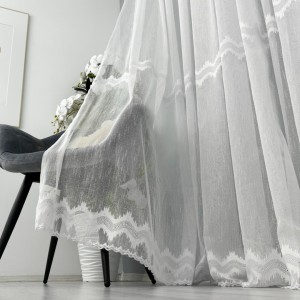 Perdea Lorena din IN Brodat, Alb, 5m latime x 232cm inaltime, cu rejansa pt bara