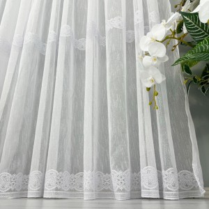 Perdea Dalia din IN Brodat, Alb, 5m latime x 232cm inaltime, cu rejansa pt bara