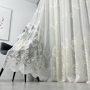 Set 2 bucati Perdea Belize din IN Brodat, Alb, 5m latime x 232cm inaltime, cu rejansa pt bara