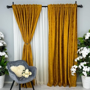 Draperie din Jacquard model Nisip, 140cm latime x 260cm înălțime, cu TIV LAT, Mustar