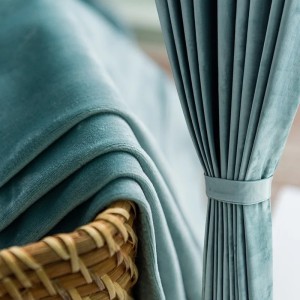Draperie Blackout 80%, din catifea Verde Aqua, latime 200cm x inaltime 2,7m, cu rejansa pt sina