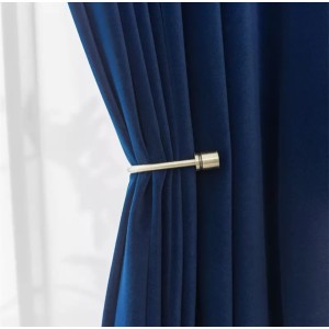 Set 2 draperii Blackout din catifea Albastru, 0.7m latime x 220cm inaltime, cu rejansa pentru sina