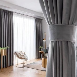 Set 2 Draperii Blackout din catifea Gri, 140x206cm, cu REJANSA PT SINA (cu calareti)