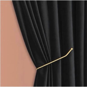 Draperie Blackout din catifea Negru, 140x270cm, cu tiv lat