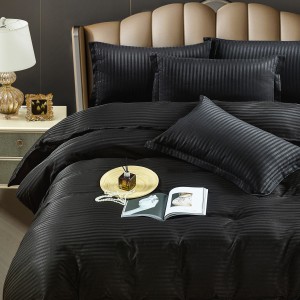 Lenjerie HoReCa, pat single, Damasc Finetat Deluxe, 4 piese, Jojo Home, Negru