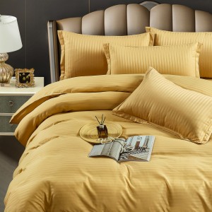 Lenjerie HoReCa, pat dublu, Damasc Finetat Deluxe, 6 piese, Jojo Home, Bej