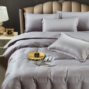 Lenjerie HoReCa, pat single, Damasc Finetat Deluxe, 4 piese, Jojo Home, Gri deschis