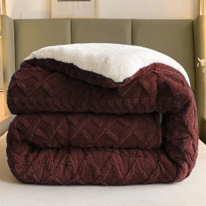 Pilota CoCoLiNo Sherpa tip Tricotaj cu blanita, matlasata, 200x230cm, maro inchis