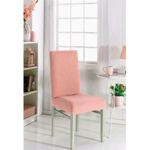 Set 6 huse universale pentru scaun model embosat tip cocolino Roz pudrat