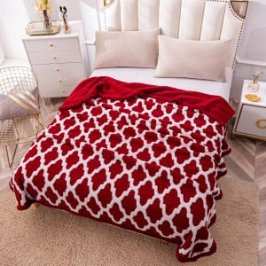 Patura CoCoLiNo cu blanita, tip Sherpa, model elegant, Rosu - Alb