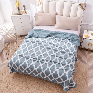 Patura CoCoLiNo cu blanita, tip Sherpa, model elegant, Gri - Alb