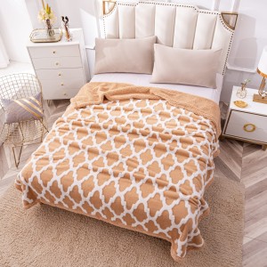 Patura CoCoLiNo cu blanita, tip Sherpa, model elegant, Bej - Alb