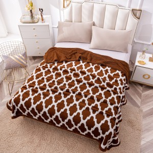 Patura CoCoLiNo cu blanita, tip Sherpa, model elegant, Maro - Alb