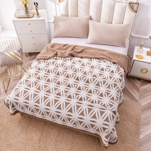 Patura CoCoLiNo cu blanita, tip Sherpa, model floral, Cappuccino - Alb