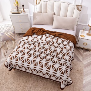 Patura CoCoLiNo cu blanita, tip Sherpa, model floral, Maro - Alb