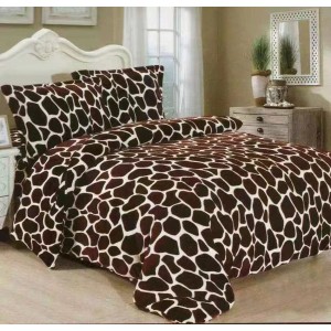 Lenjerie pat dublu, Super Pufoasa COCOLINO, 4 piese, Maro, animal print