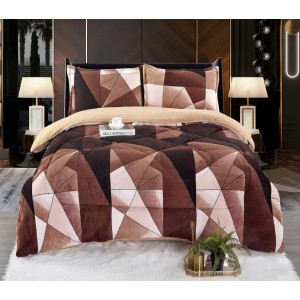 Lenjerie pat dublu, Super Pufoasa COCOLINO, 4 piese, Maro, forme geometrice