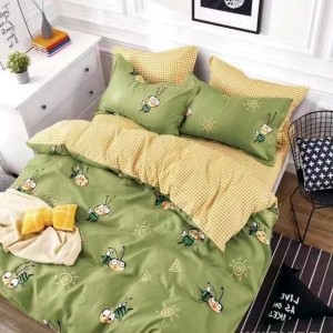 Lenjerie pat dublu,  FINET, 6 piese, Verde, albinute