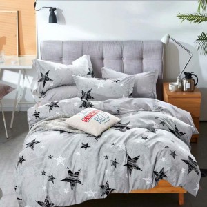 Lenjerie pat dublu,  FINET, 6 piese, Gri, stelute