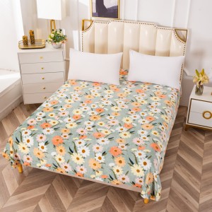 Patura pufoasa cocolino 200x230cm, 230gr, Portocaliu, flori