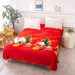 Patura pufoasa cocolino 200x230cm, 230gr, Rosu, Mos Craciun