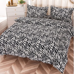 Lenjerie pentru pat dublu pufoasa COCOLINO, 4 piese, Negru, animal print