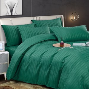 Lenjerie HoReCa, pat dublu, Damasc Finetat Satinat, 6 piese, Jojo Home, Verde Smarald