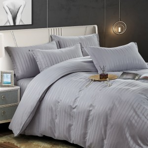 Lenjerie HoReCa, pat dublu, Damasc Finetat Satinat, 6 piese, Jojo Home, Gri