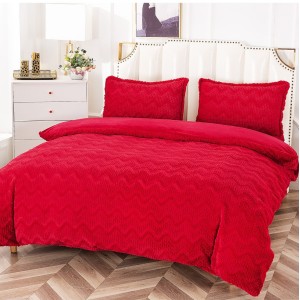 Lenjerie pentru pat dublu pufoasa COCOLINO, 4 piese, Rosu