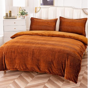 Lenjerie pentru pat dublu pufoasa COCOLINO, 4 piese, Maro