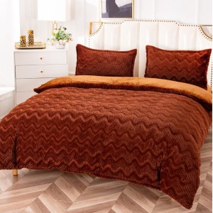 Lenjerie pentru pat dublu pufoasa COCOLINO, 4 piese, Maro