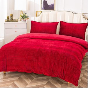 Lenjerie pentru pat dublu pufoasa COCOLINO, 4 piese, Rosu