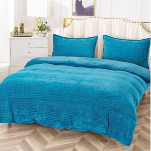 Lenjerie pentru pat dublu pufoasa COCOLINO, 4 piese, Albastru