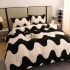 Lenjerie pat dublu, Super Pufoasa COCOLINO, 4 piese, Crem-Negru, valuri [16]