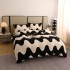 Lenjerie pat dublu, Super Pufoasa COCOLINO, 4 piese, Crem-Negru, valuri [2]