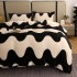 Lenjerie pat dublu, Super Pufoasa COCOLINO, 4 piese, Crem-Negru, valuri [13]