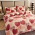 Lenjerie pat dublu, Super Pufoasa COCOLINO, 4 piese, Roz pudra, inimioare [2]