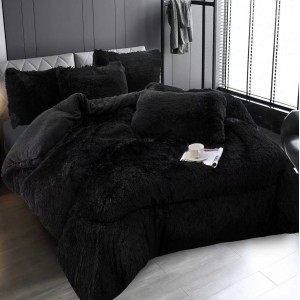  Pilota CoCoLiNo Fluffy + 2 fete de perna, matlasata, 200x230cm, Negru