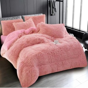  Pilota CoCoLiNo Fluffy + 2 fete de perna, matlasata, 200x230cm, Roz pudra