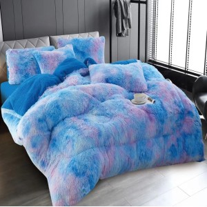  Pilota CoCoLiNo Fluffy + 2 fete de perna, matlasata, 200x230cm, Albastru-Roz