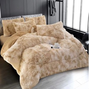  Pilota CoCoLiNo Fluffy + 2 fete de perna, matlasata, 200x230cm, Bej-Alb