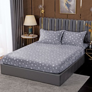 Cearsaf cu elastic COCOLINO, 180x200x25cm, 2 fete de perne, Gri, stelute