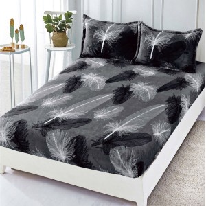 Cearsaf cu elastic COCOLINO, 180x200x25cm, 2 fete de perne, Gri, pene