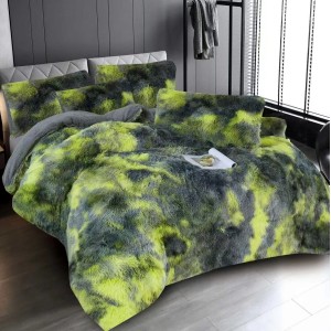  Pilota CoCoLiNo Fluffy + 2 fete de perna, matlasata, 200x230cm, Verde-Gri