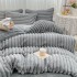 Lenjerie pat dublu, ExtraPufoasa, din Blanita artificiala de Iepure Gofrata, 4 piese, Gri deschis [3]