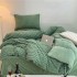 Lenjerie pat dublu, ExtraPufoasa, din Blanita artificiala de Iepure Gofrata, 4 piese, Verde [2]